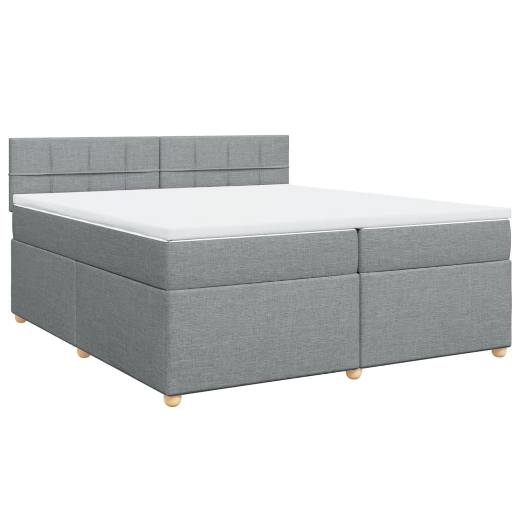 vidaXL Κρεβάτι Boxspring με Στρώμα Ανοιχτό Γκρι 200x200 εκ. Υφασμάτινο