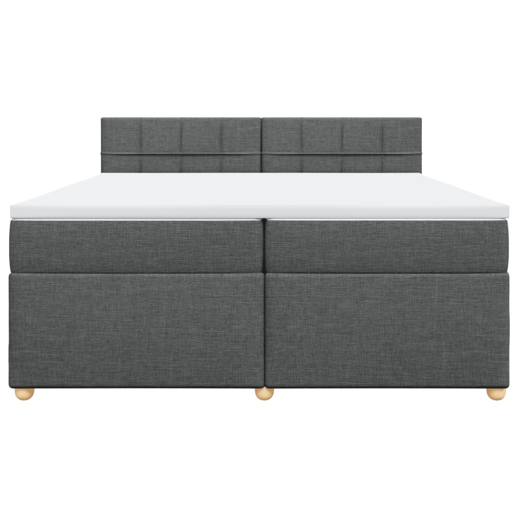 vidaXL Κρεβάτι Boxspring με Στρώμα Σκούρο Γκρι 200x200 εκ. Υφασμάτινο