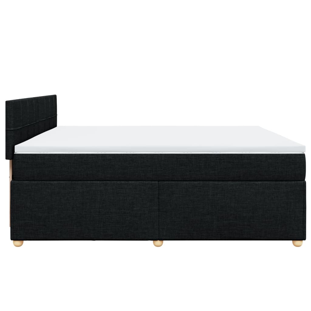 vidaXL Κρεβάτι Boxspring με Στρώμα Μαύρο 200x200 εκ. Υφασμάτινο
