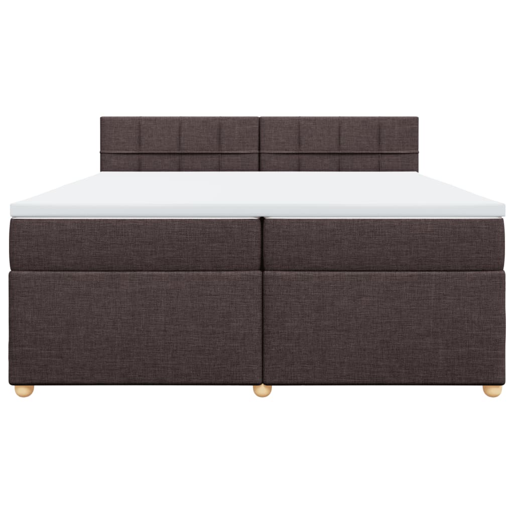 vidaXL Κρεβάτι Boxspring με Στρώμα Σκούρο Καφέ 200x200 εκ. Υφασμάτινο
