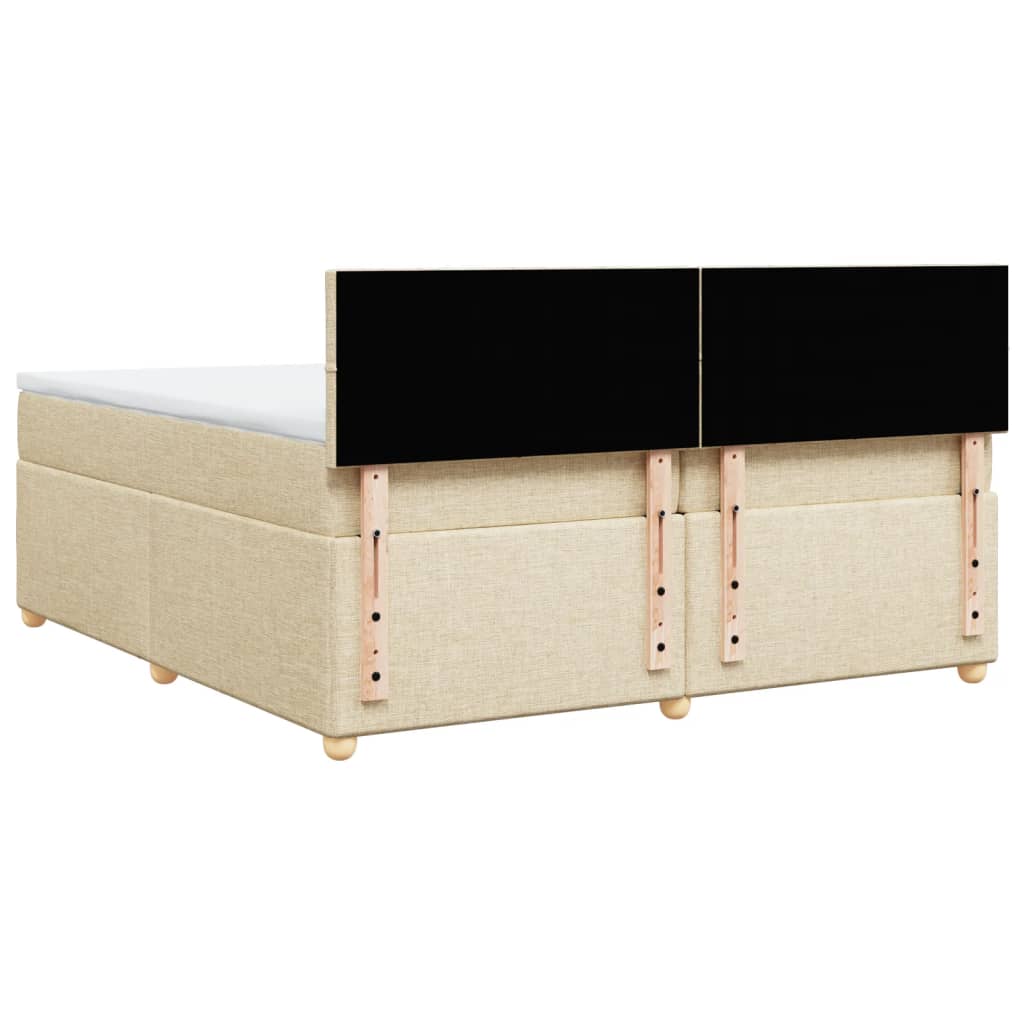 vidaXL Κρεβάτι Boxspring με Στρώμα Κρεμ 200x200 εκ. Υφασμάτινο