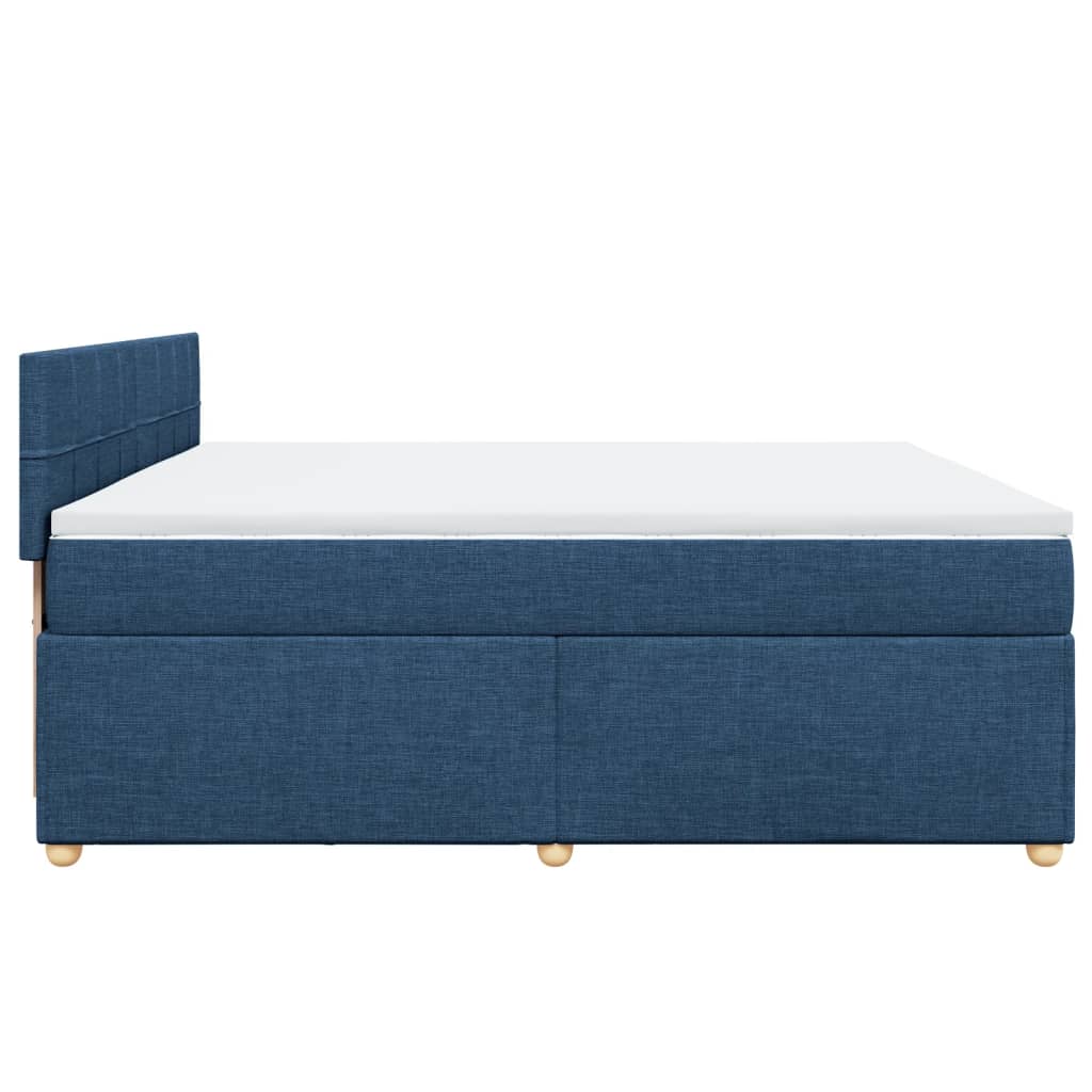vidaXL Κρεβάτι Boxspring με Στρώμα Μπλε 200x200 εκ. Υφασμάτινο