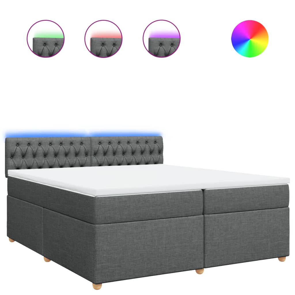 vidaXL Κρεβάτι Boxspring με Στρώμα Σκούρο Γκρι 200x200 εκ. Υφασμάτινο