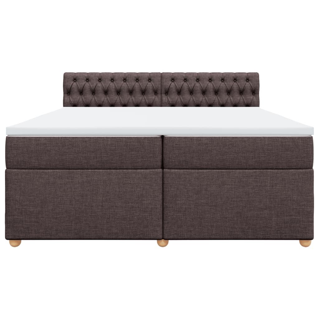 vidaXL Κρεβάτι Boxspring με Στρώμα Σκούρο Καφέ 200x200 εκ. Υφασμάτινο