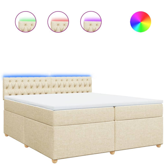 vidaXL Κρεβάτι Boxspring με Στρώμα Κρεμ 200x200 εκ. Υφασμάτινο