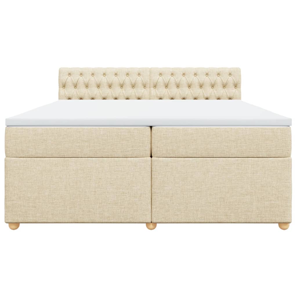vidaXL Κρεβάτι Boxspring με Στρώμα Κρεμ 200x200 εκ. Υφασμάτινο