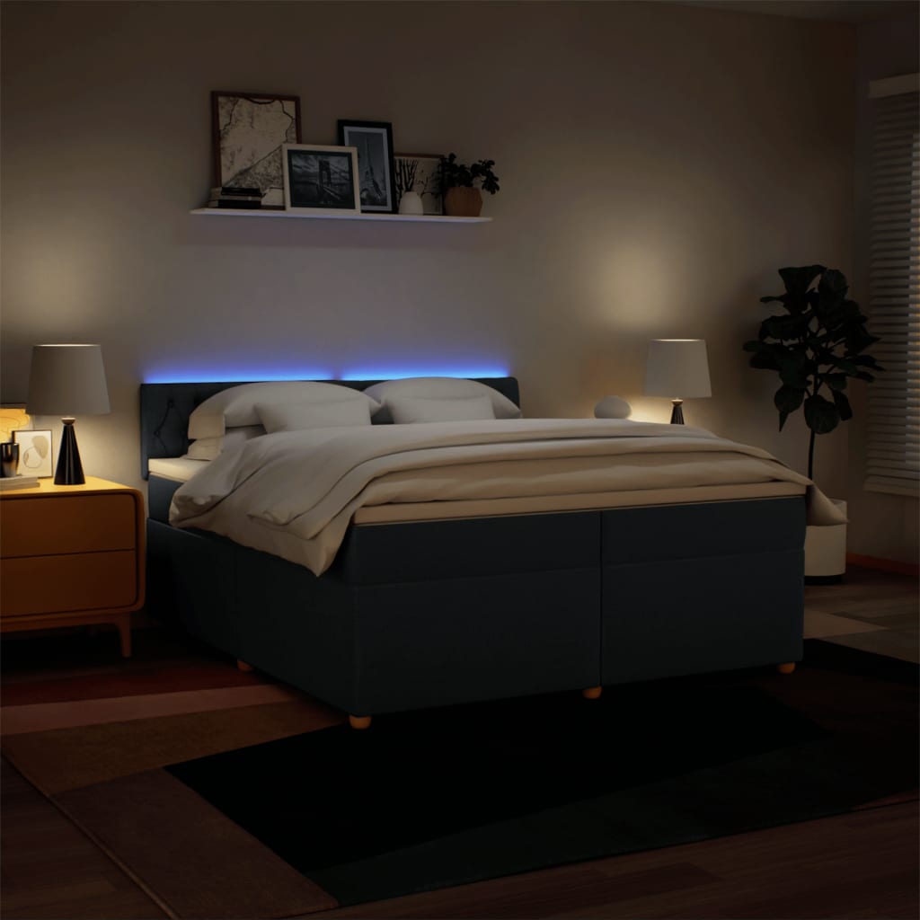 vidaXL Κρεβάτι Boxspring με Στρώμα Μπλε 200x200 εκ. Υφασμάτινο