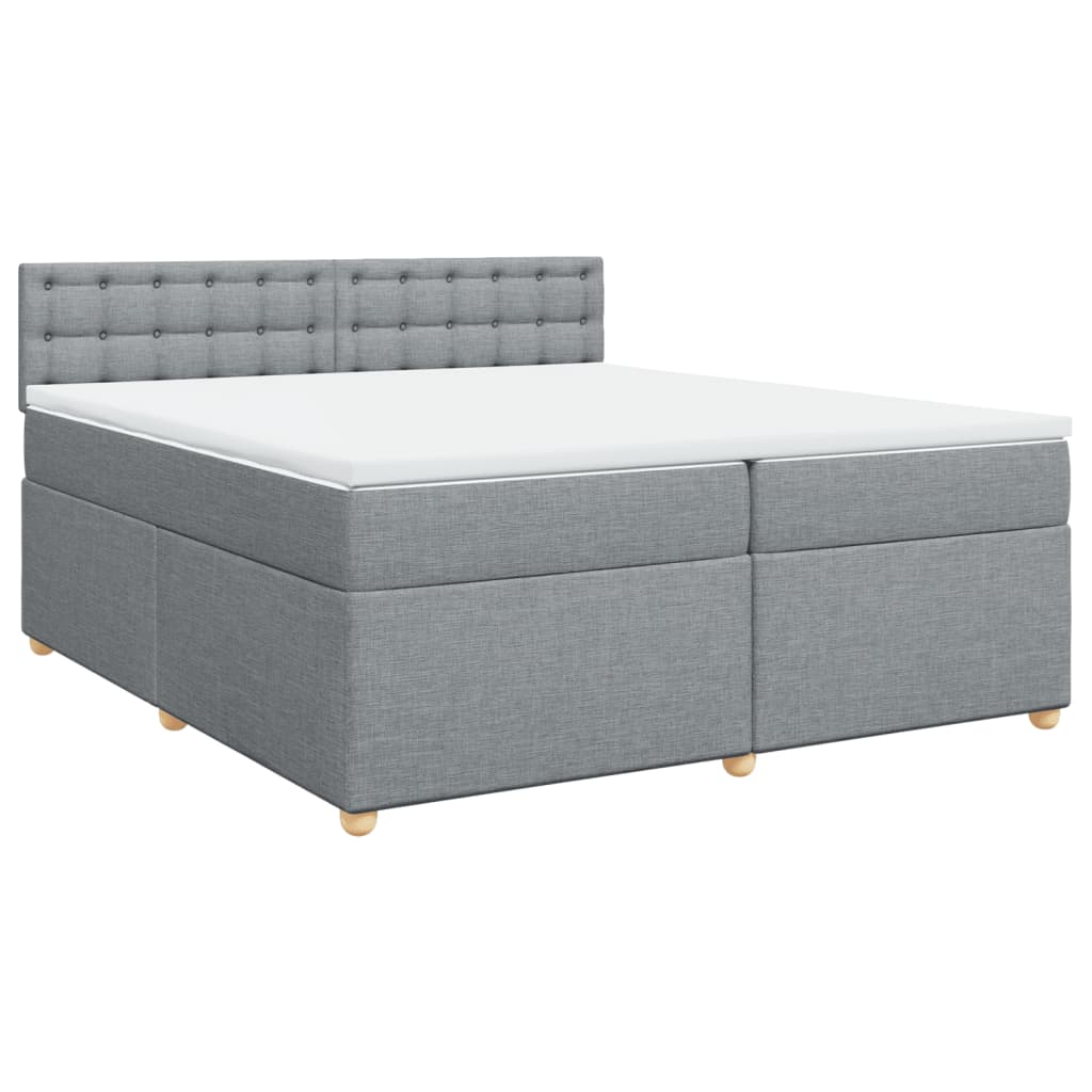vidaXL Κρεβάτι Boxspring με Στρώμα Ανοιχτό Γκρι 200x200 εκ. Υφασμάτινο