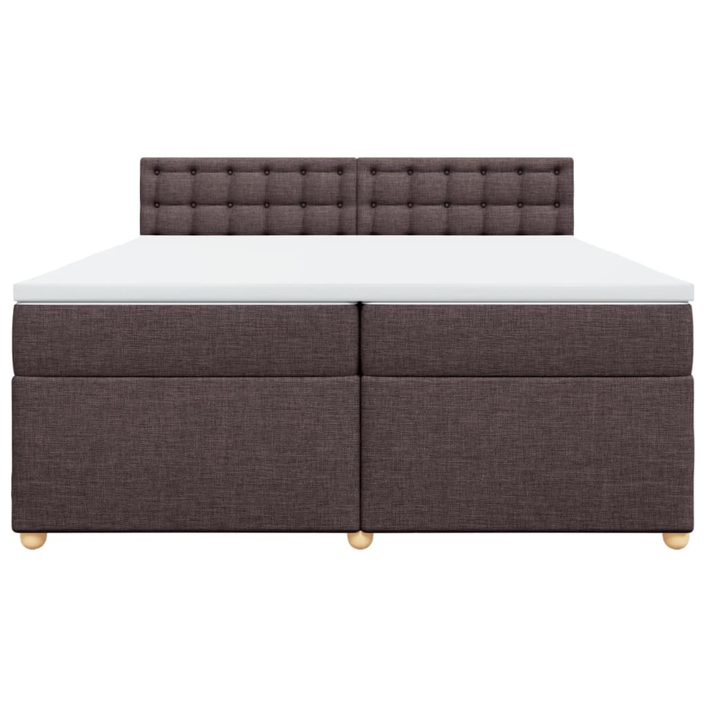 vidaXL Κρεβάτι Boxspring με Στρώμα Σκούρο Καφέ 200x200 εκ. Υφασμάτινο