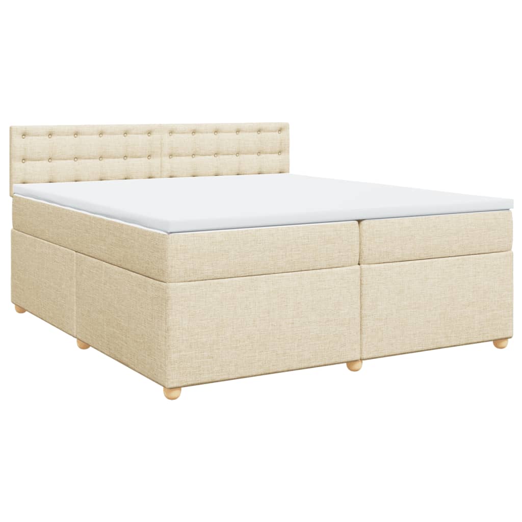 vidaXL Κρεβάτι Boxspring με Στρώμα Κρεμ 200x200 εκ. Υφασμάτινο