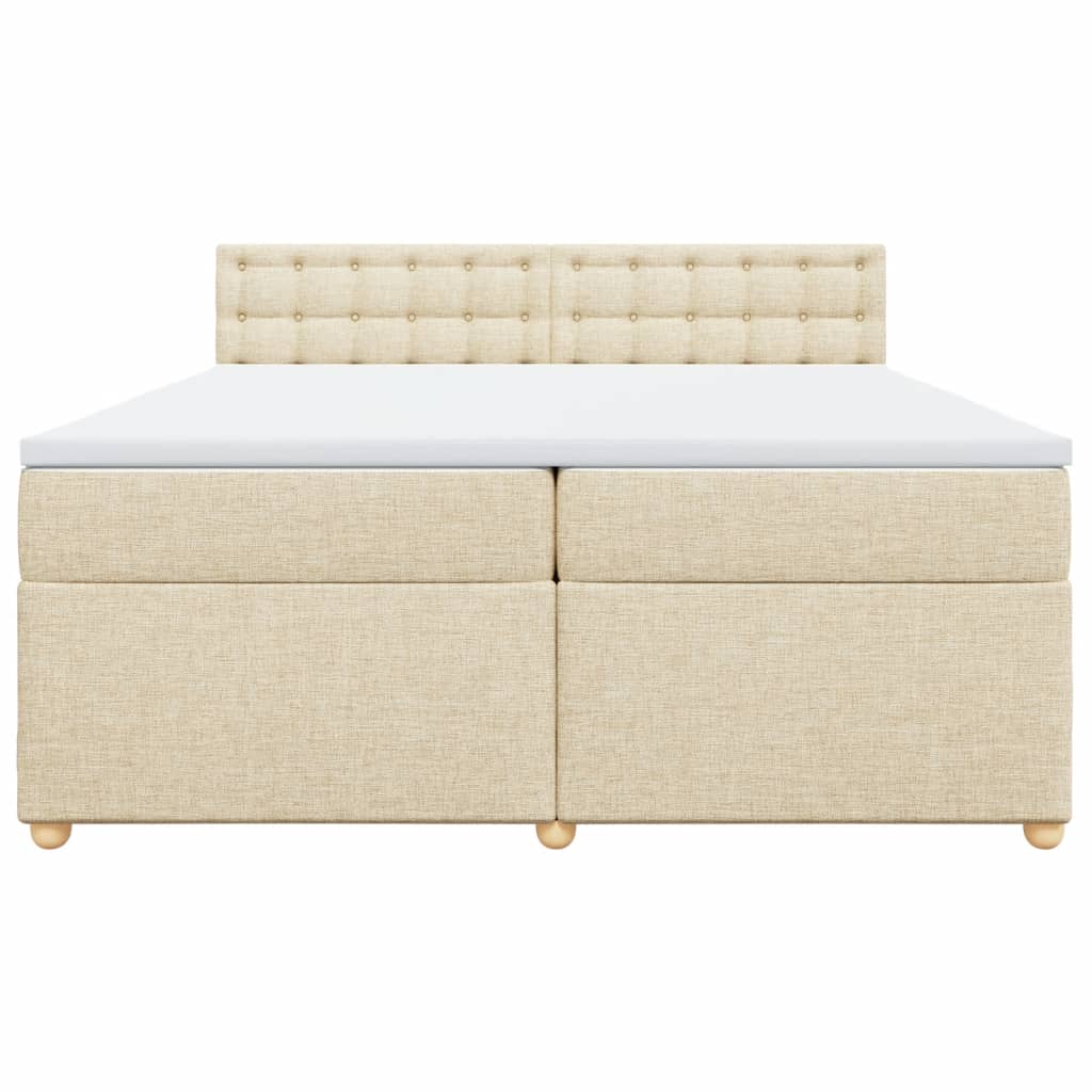 vidaXL Κρεβάτι Boxspring με Στρώμα Κρεμ 200x200 εκ. Υφασμάτινο