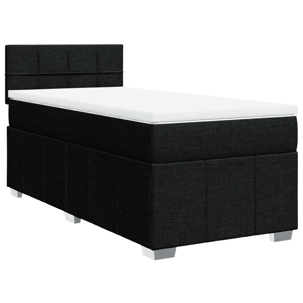vidaXL Κρεβάτι Boxspring με Στρώμα Μαύρο 80 x 200 εκ. Υφασμάτινο