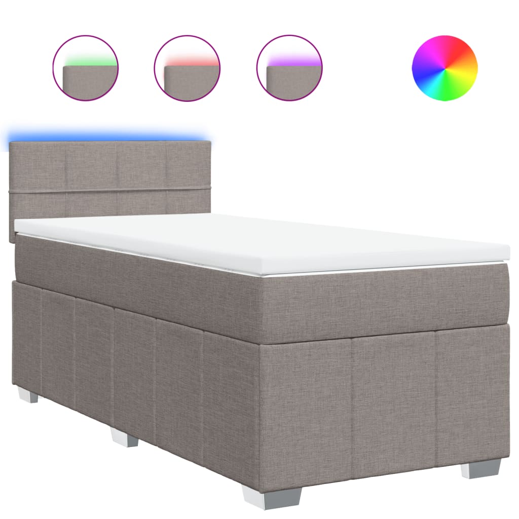 vidaXL Κρεβάτι Boxspring με Στρώμα Taupe 80x200 εκ. Υφασμάτινο