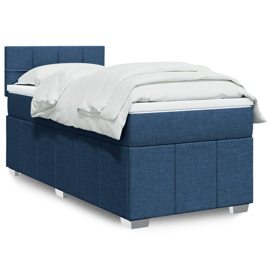 vidaXL Κρεβάτι Boxspring με Στρώμα Μπλε 80x200 εκ. Υφασμάτινο