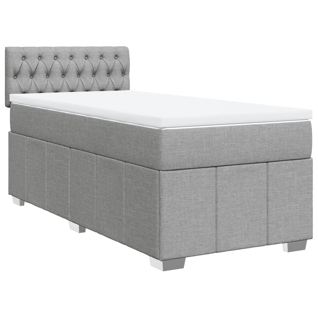 vidaXL Κρεβάτι Boxspring με Στρώμα Ανοιχτό Γκρι 80x200 εκ. Υφασμάτινο