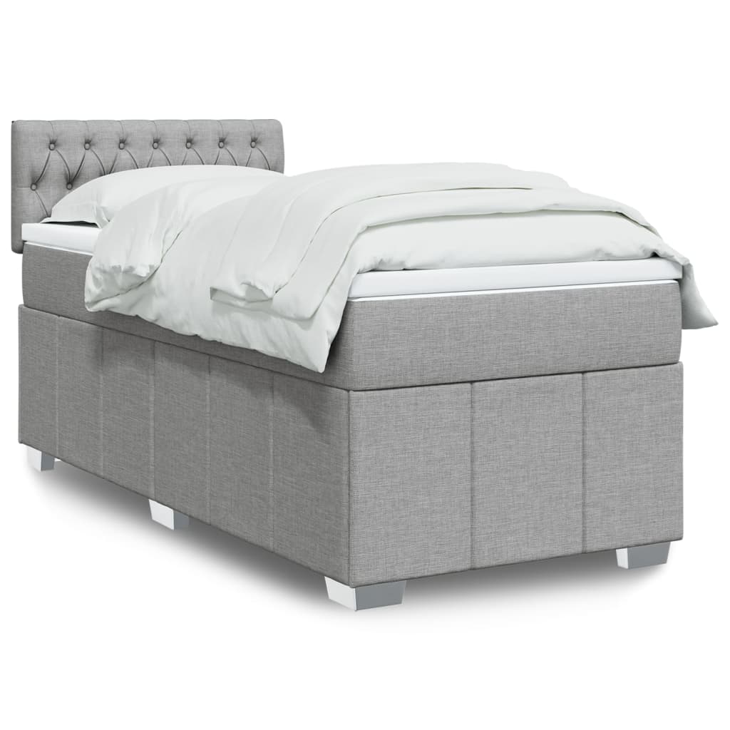 vidaXL Κρεβάτι Boxspring με Στρώμα Ανοιχτό Γκρι 80x200 εκ. Υφασμάτινο
