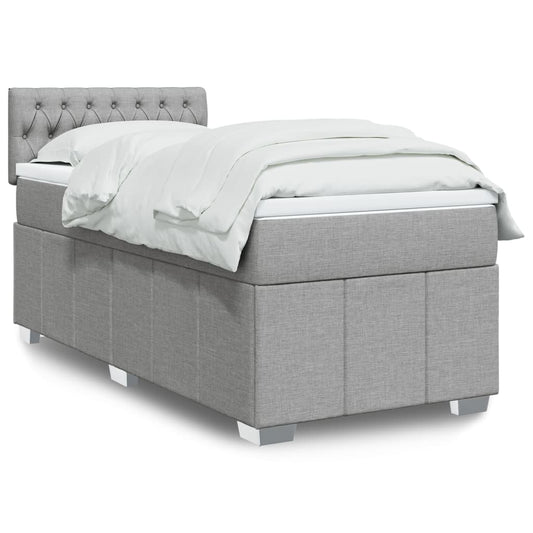 vidaXL Κρεβάτι Boxspring με Στρώμα Ανοιχτό Γκρι 80x200 εκ. Υφασμάτινο
