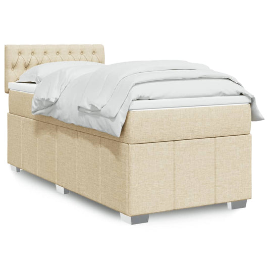 vidaXL Κρεβάτι Boxspring με Στρώμα Κρεμ 80 x 200 εκ. Υφασμάτινο