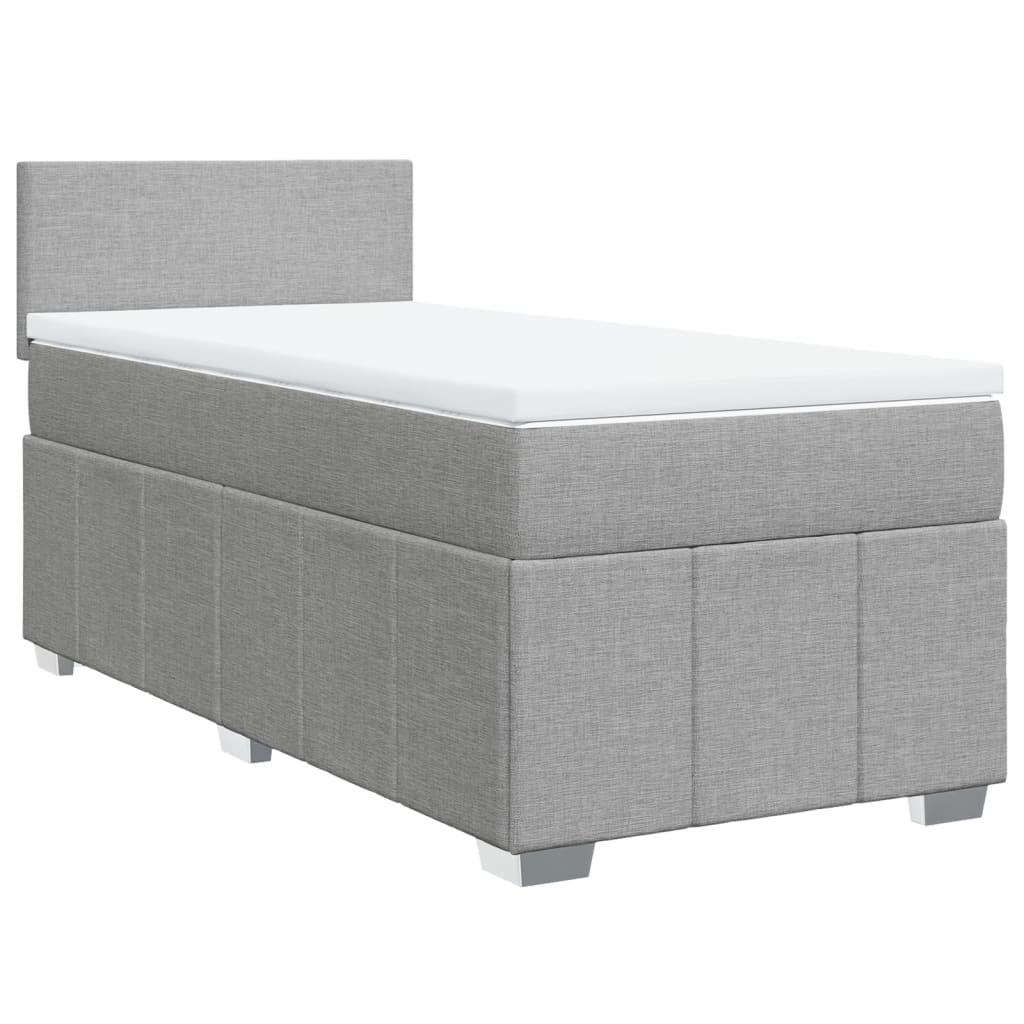 vidaXL Κρεβάτι Boxspring με Στρώμα Ανοιχτό Γκρι 90x190 εκ. Υφασμάτινο