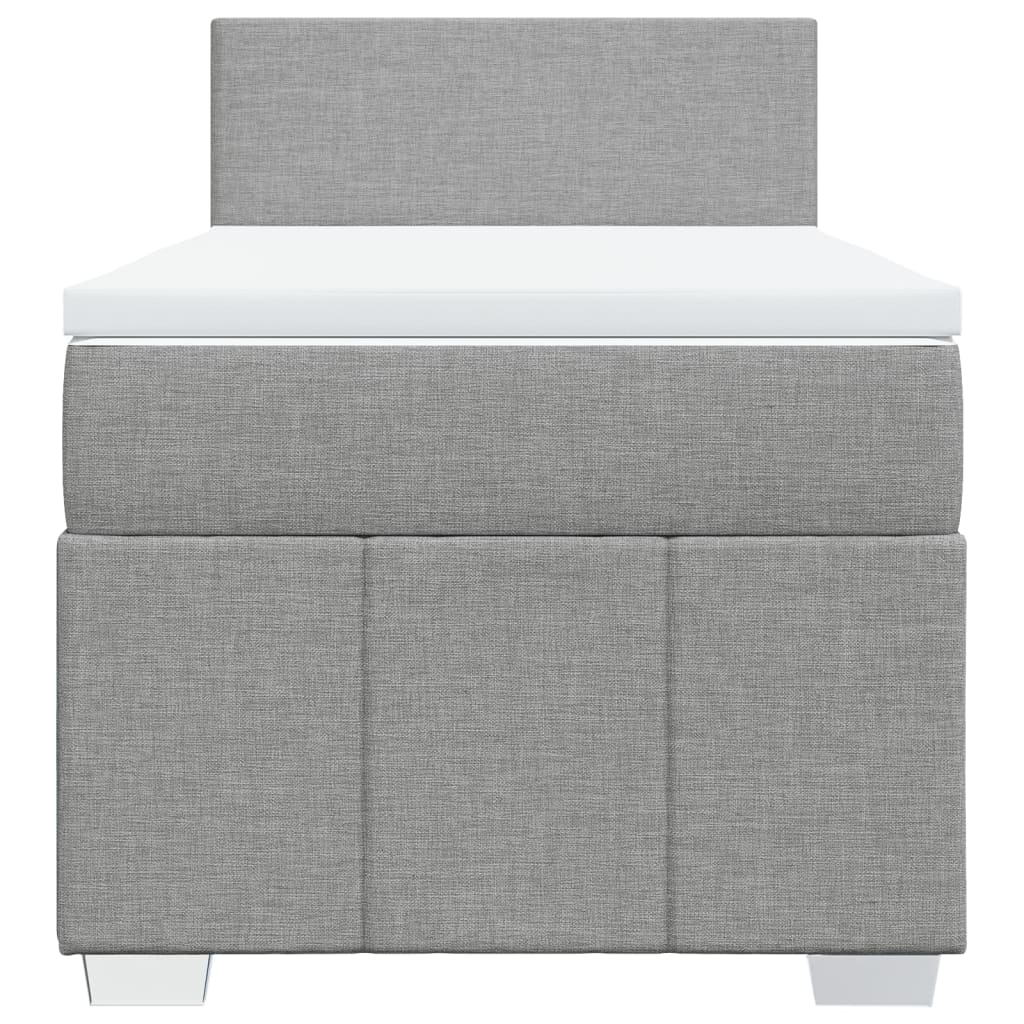 vidaXL Κρεβάτι Boxspring με Στρώμα Ανοιχτό Γκρι 90x190 εκ. Υφασμάτινο