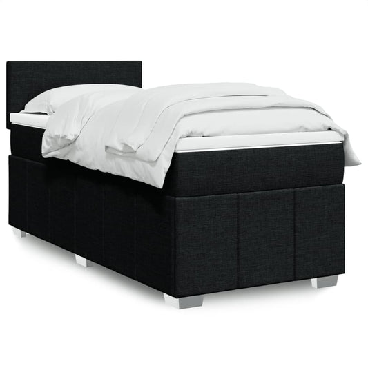 vidaXL Κρεβάτι Boxspring με Στρώμα Μαύρο 90x190 εκ.Υφασμάτινο