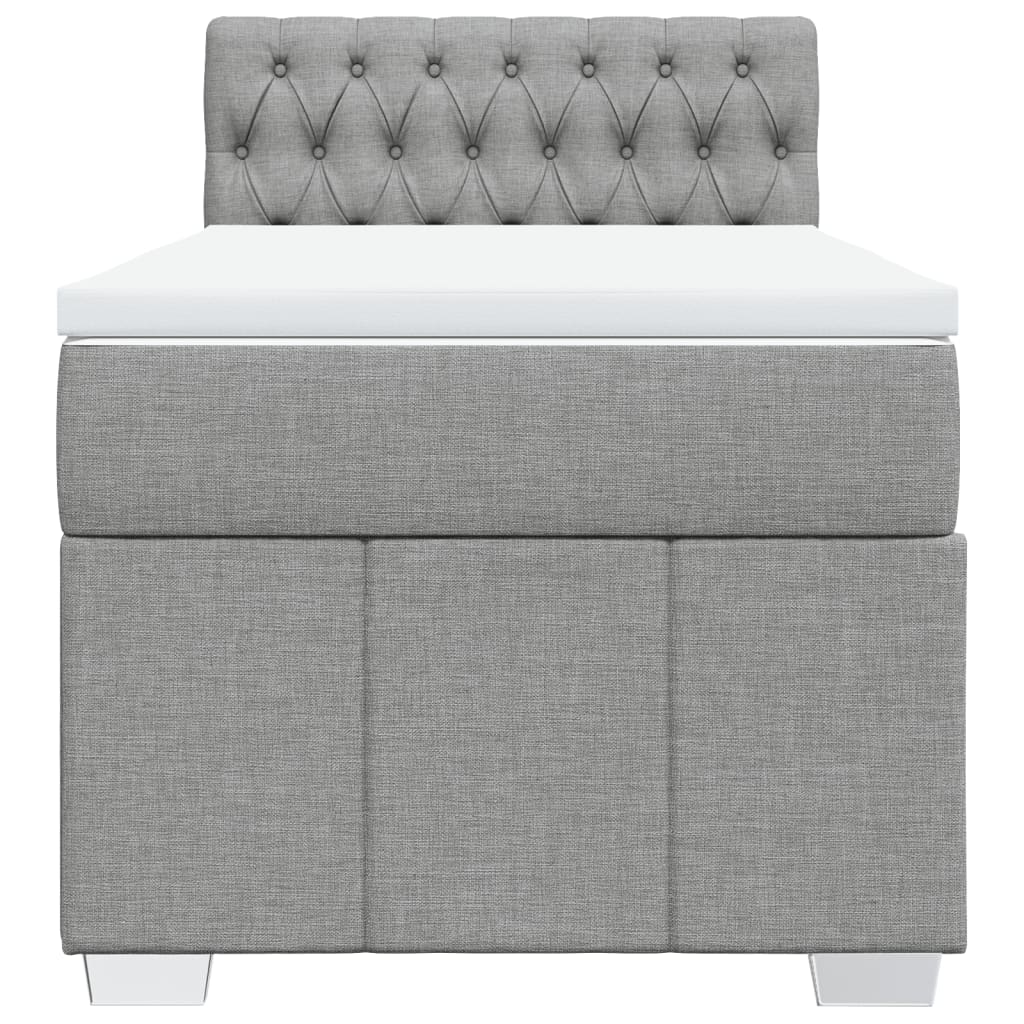 vidaXL Κρεβάτι Boxspring με Στρώμα Ανοιχτό Γκρι 90x190 εκ. Υφασμάτινο