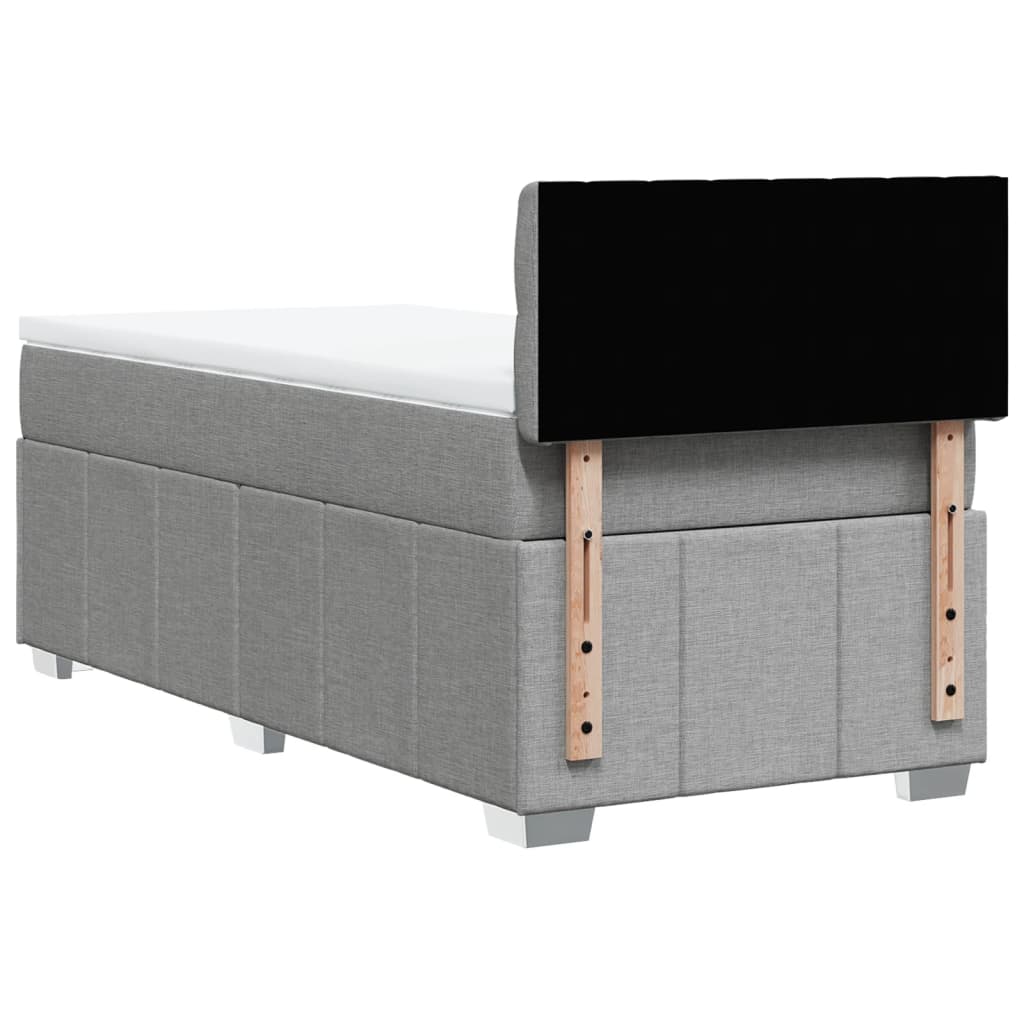 vidaXL Κρεβάτι Boxspring με Στρώμα Ανοιχτό Γκρι 90x190 εκ. Υφασμάτινο