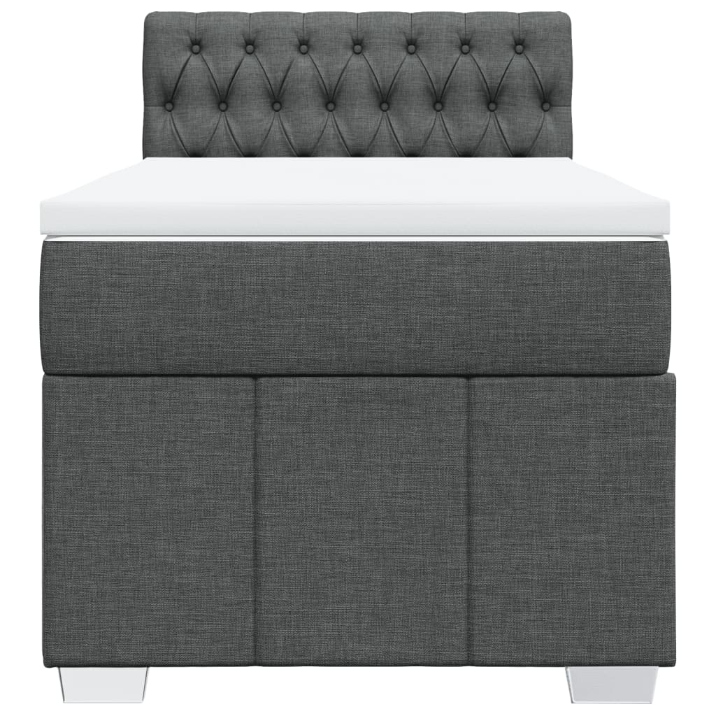 vidaXL Κρεβάτι Boxspring με Στρώμα Σκούρο Γκρι 90x190 εκ. Υφασμάτινο