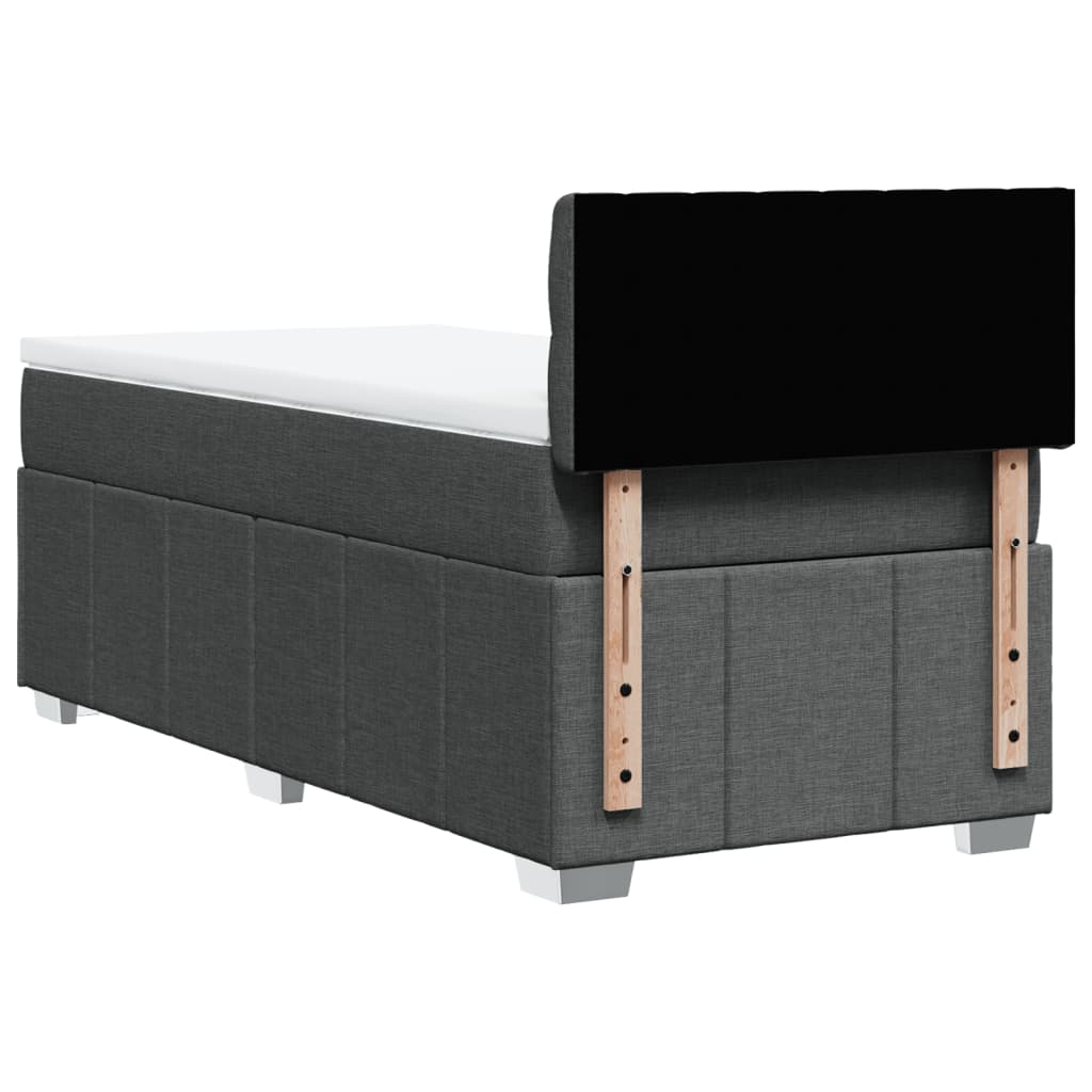 vidaXL Κρεβάτι Boxspring με Στρώμα Σκούρο Γκρι 90x190 εκ. Υφασμάτινο