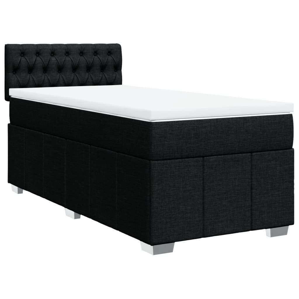 vidaXL Κρεβάτι Boxspring με Στρώμα Μαύρο 90x190 εκ.Υφασμάτινο