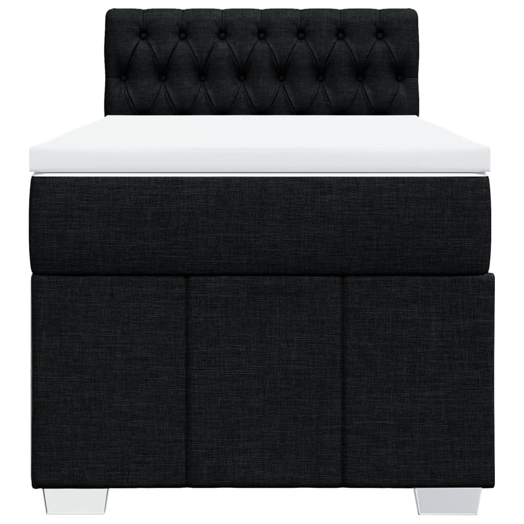 vidaXL Κρεβάτι Boxspring με Στρώμα Μαύρο 90x190 εκ.Υφασμάτινο