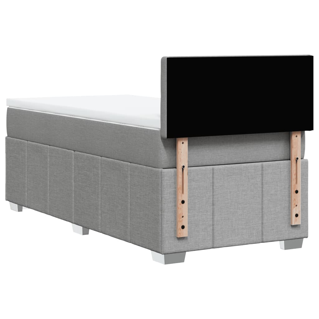 vidaXL Κρεβάτι Boxspring με Στρώμα Ανοιχτό Γκρι 90x190 εκ. Υφασμάτινο