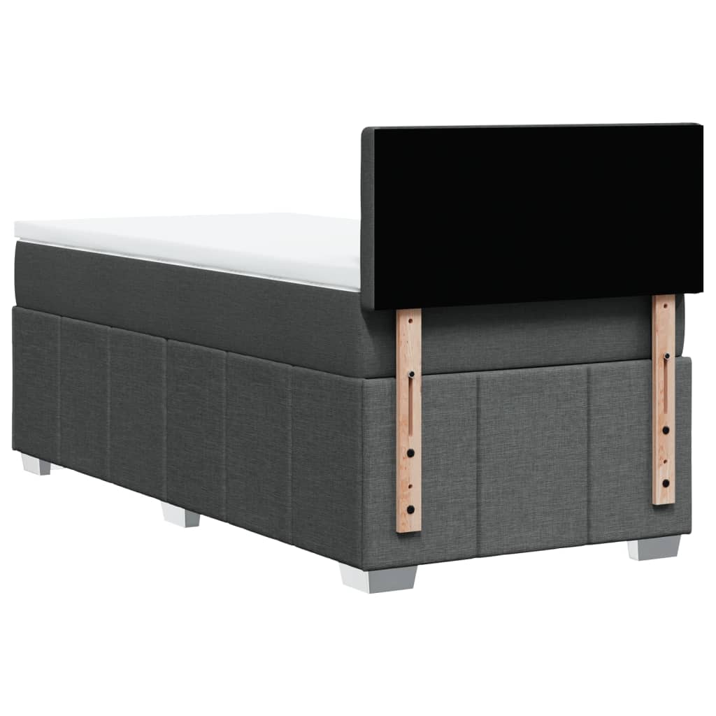vidaXL Κρεβάτι Boxspring με Στρώμα Σκούρο Γκρι 90x190 εκ. Υφασμάτινο