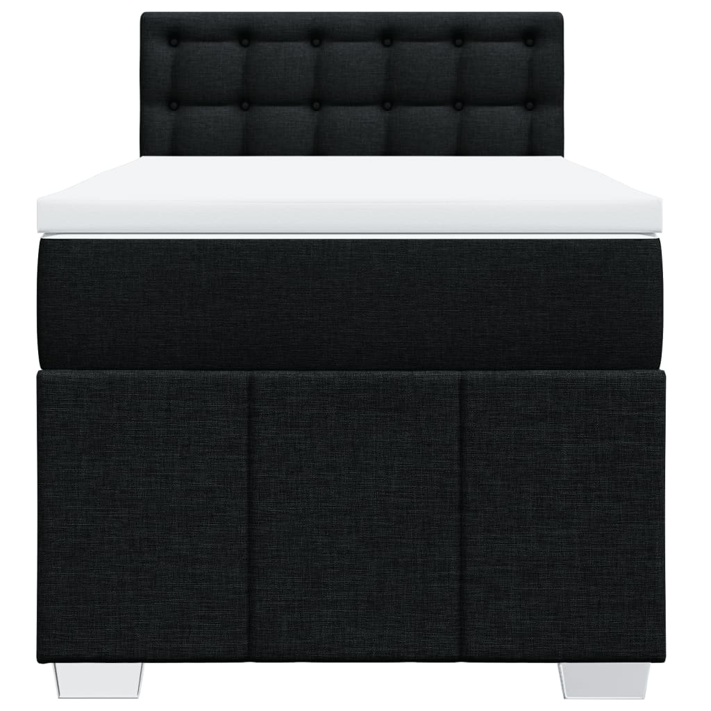 vidaXL Κρεβάτι Boxspring με Στρώμα Μαύρο 90x190 εκ.Υφασμάτινο