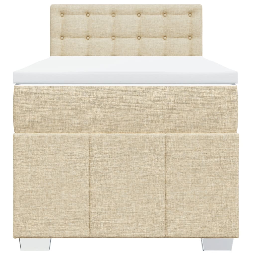 vidaXL Κρεβάτι Boxspring με Στρώμα Κρεμ 90x190 εκ.Υφασμάτινο