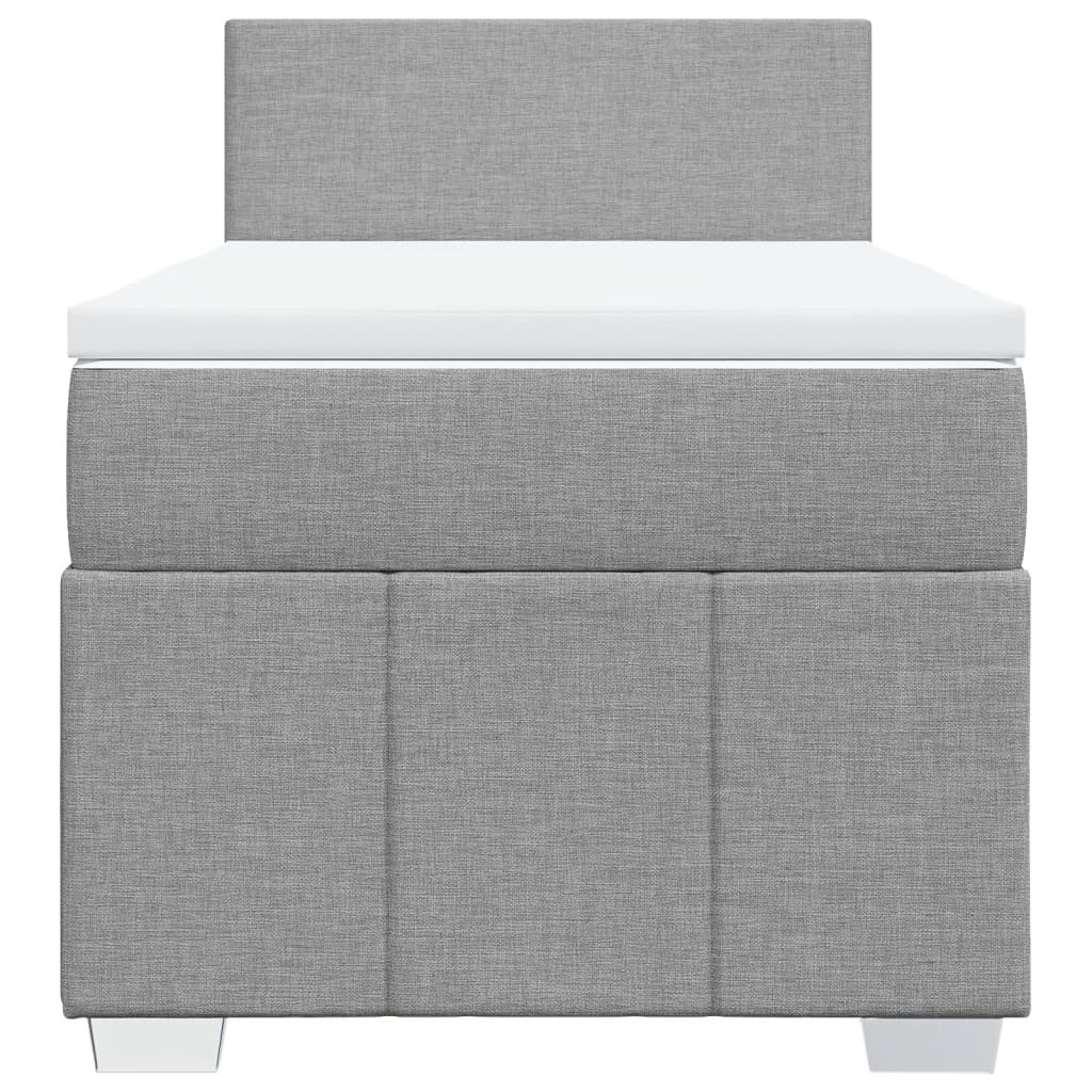 vidaXL Κρεβάτι Boxspring με Στρώμα Ανοιχτό Γκρι 90x200 εκ. Υφασμάτινο