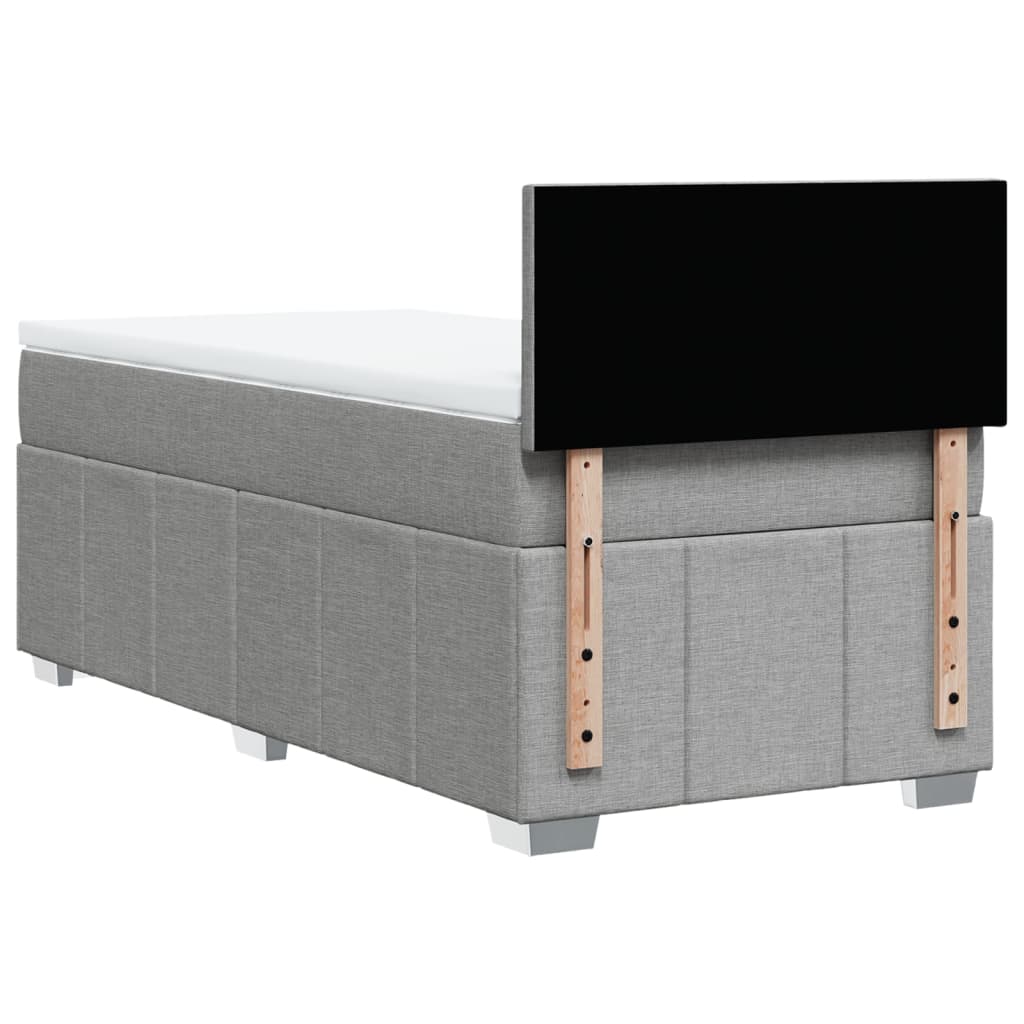 vidaXL Κρεβάτι Boxspring με Στρώμα Ανοιχτό Γκρι 90x200 εκ. Υφασμάτινο