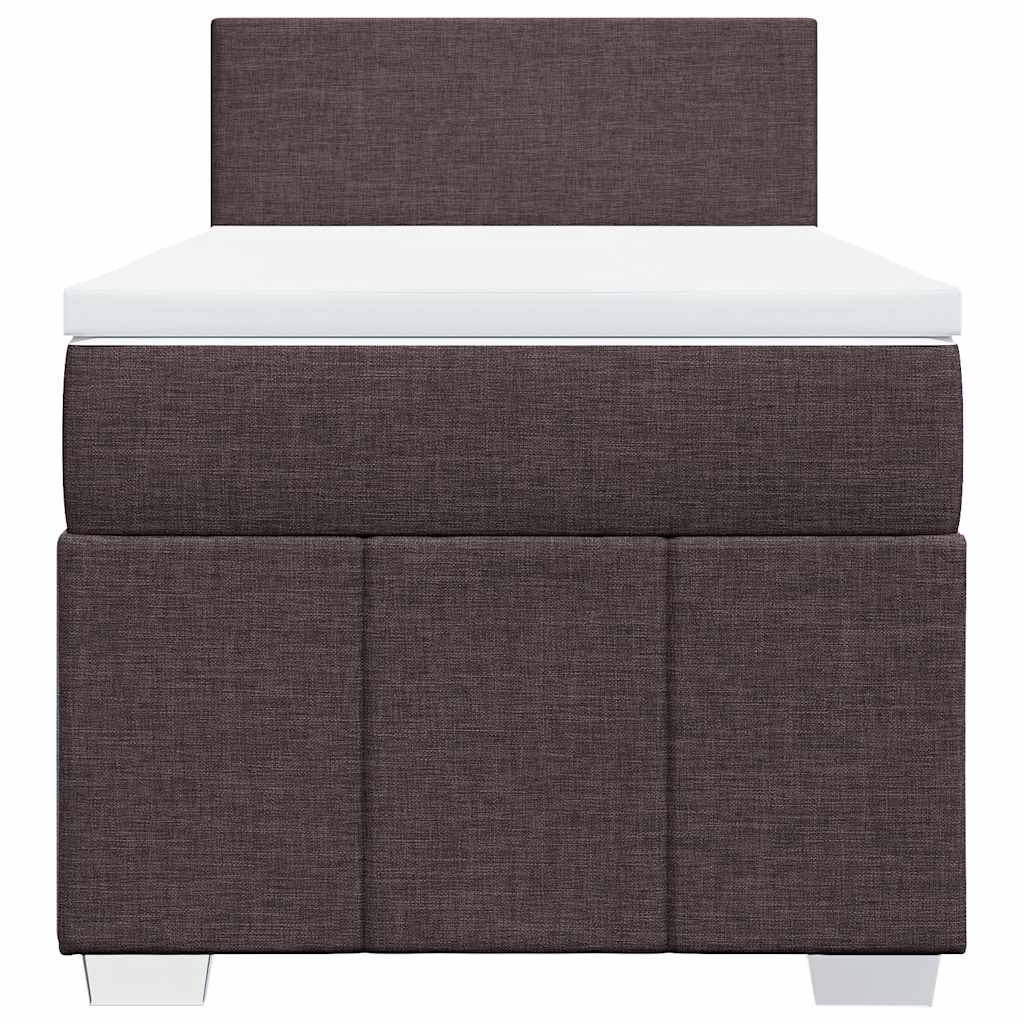 vidaXL Κρεβάτι Boxspring με Στρώμα Σκούρο Καφέ 90x200 εκ. Υφασμάτινο