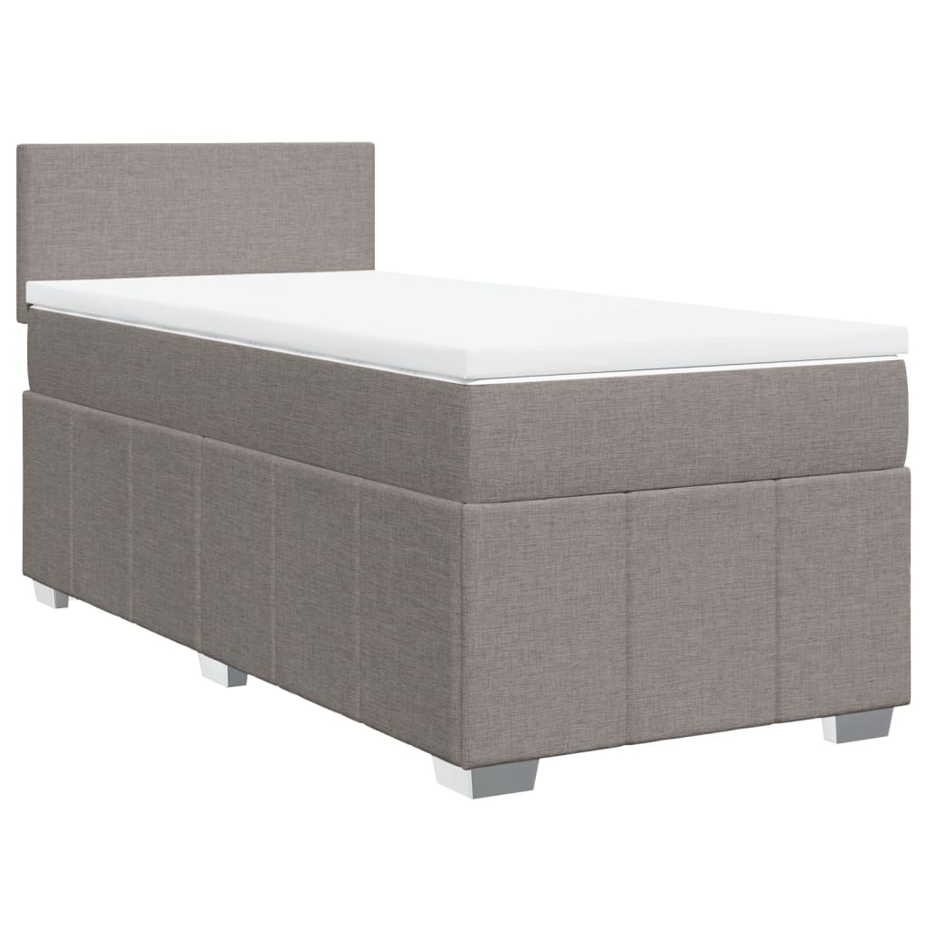 vidaXL Κρεβάτι Boxspring με Στρώμα Taupe 90x200 εκ. Υφασμάτινο