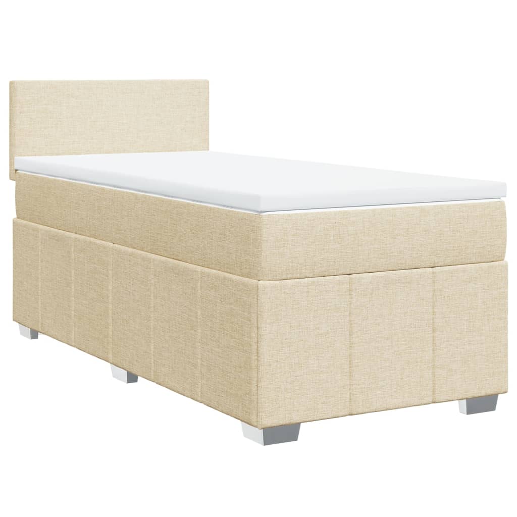 vidaXL Κρεβάτι Boxspring με Στρώμα Κρεμ 90x200 εκ.Υφασμάτινο