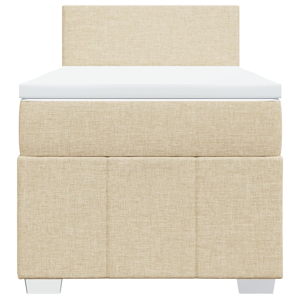 vidaXL Κρεβάτι Boxspring με Στρώμα Κρεμ 90x200 εκ.Υφασμάτινο