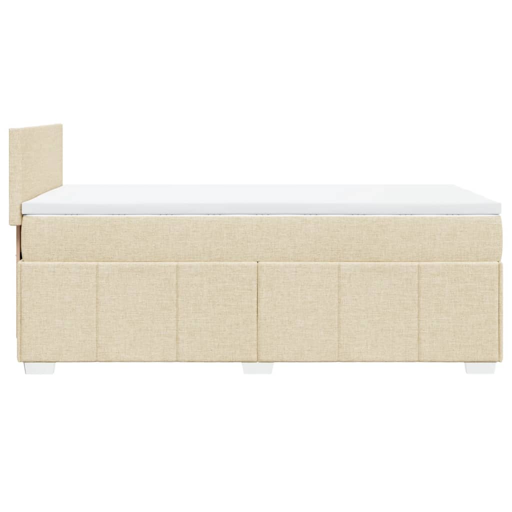vidaXL Κρεβάτι Boxspring με Στρώμα Κρεμ 90x200 εκ.Υφασμάτινο