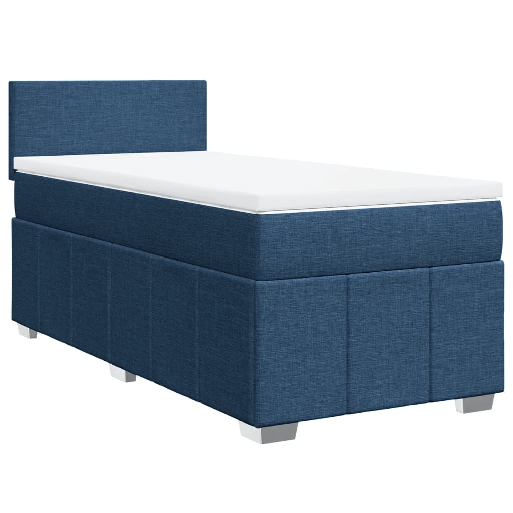vidaXL Κρεβάτι Boxspring με Στρώμα Μπλε 90x200 εκ.Υφασμάτινο