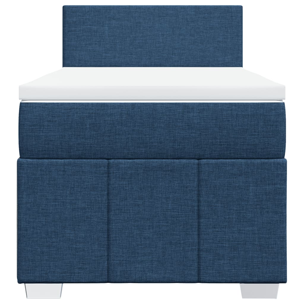 vidaXL Κρεβάτι Boxspring με Στρώμα Μπλε 90x200 εκ.Υφασμάτινο