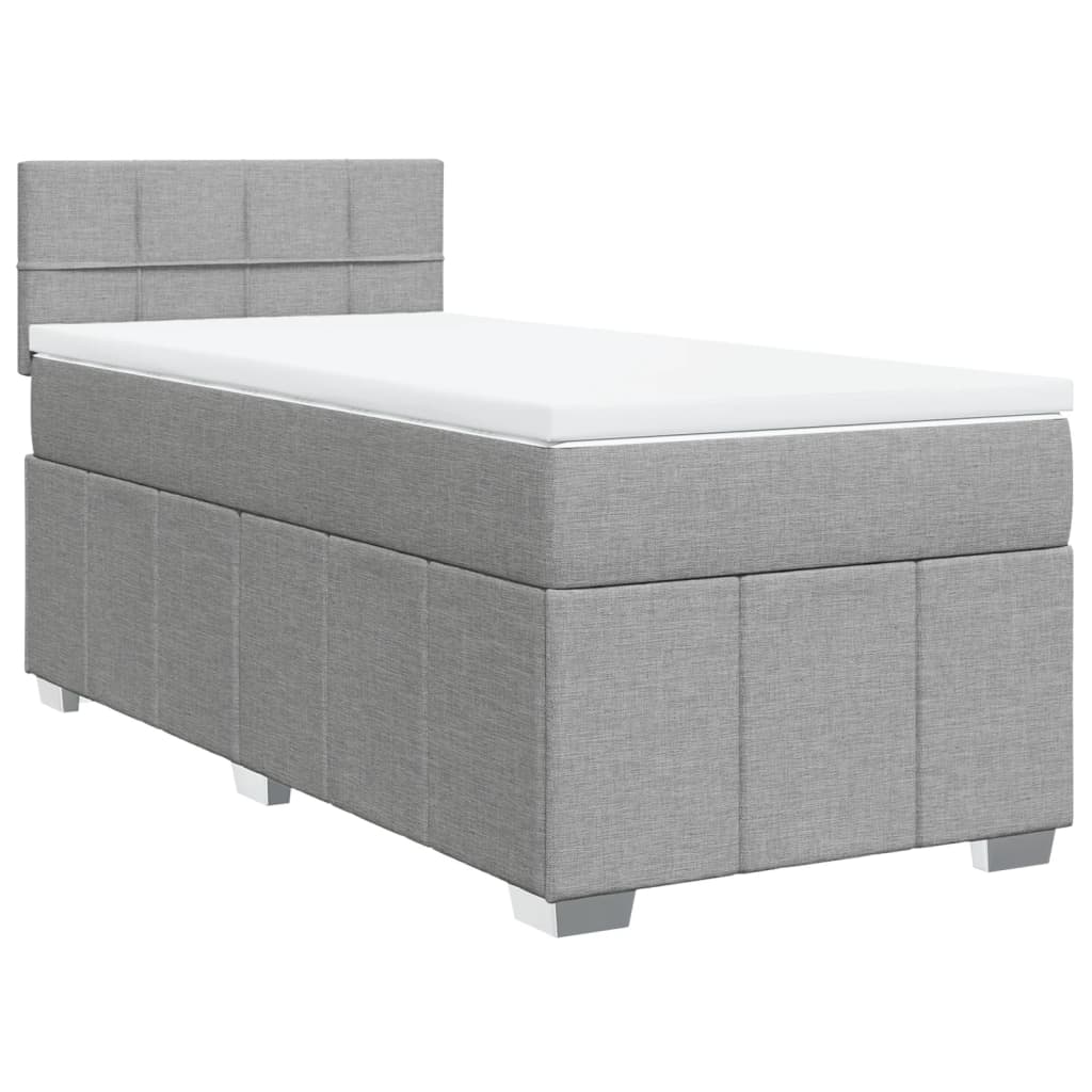 vidaXL Κρεβάτι Boxspring με Στρώμα Ανοιχτό Γκρι 90x200 εκ. Υφασμάτινο