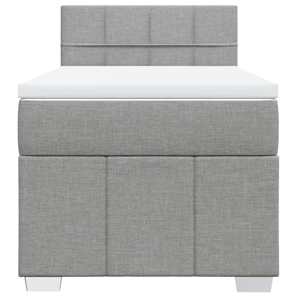vidaXL Κρεβάτι Boxspring με Στρώμα Ανοιχτό Γκρι 90x200 εκ. Υφασμάτινο