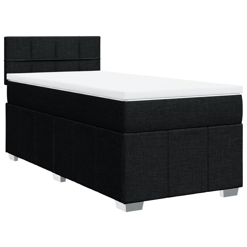 vidaXL Κρεβάτι Boxspring με Στρώμα Μαύρο 90x200 εκ. Υφασμάτινο