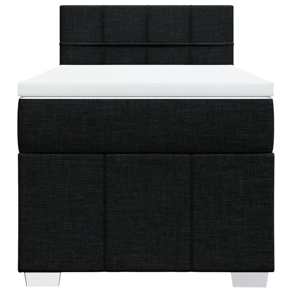 vidaXL Κρεβάτι Boxspring με Στρώμα Μαύρο 90x200 εκ. Υφασμάτινο