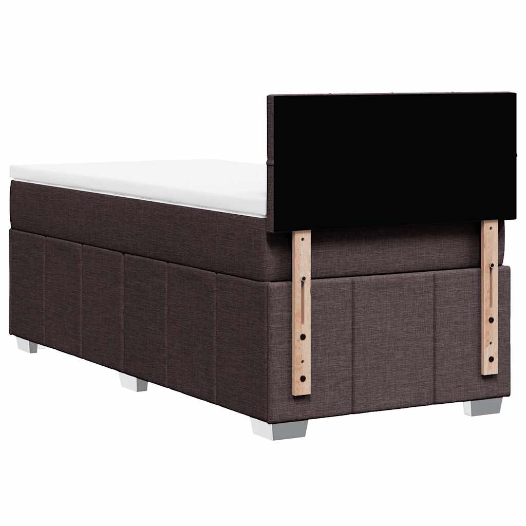 vidaXL Κρεβάτι Boxspring με Στρώμα Σκούρο Καφέ 90x200 εκ. Υφασμάτινο