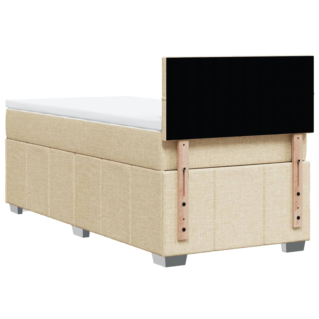 vidaXL Κρεβάτι Boxspring με Στρώμα Κρεμ 90x200 εκ.Υφασμάτινο